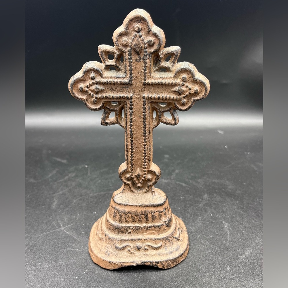 Cast Iron Cross Rustic Brown Finish 6.5” Tall Religious